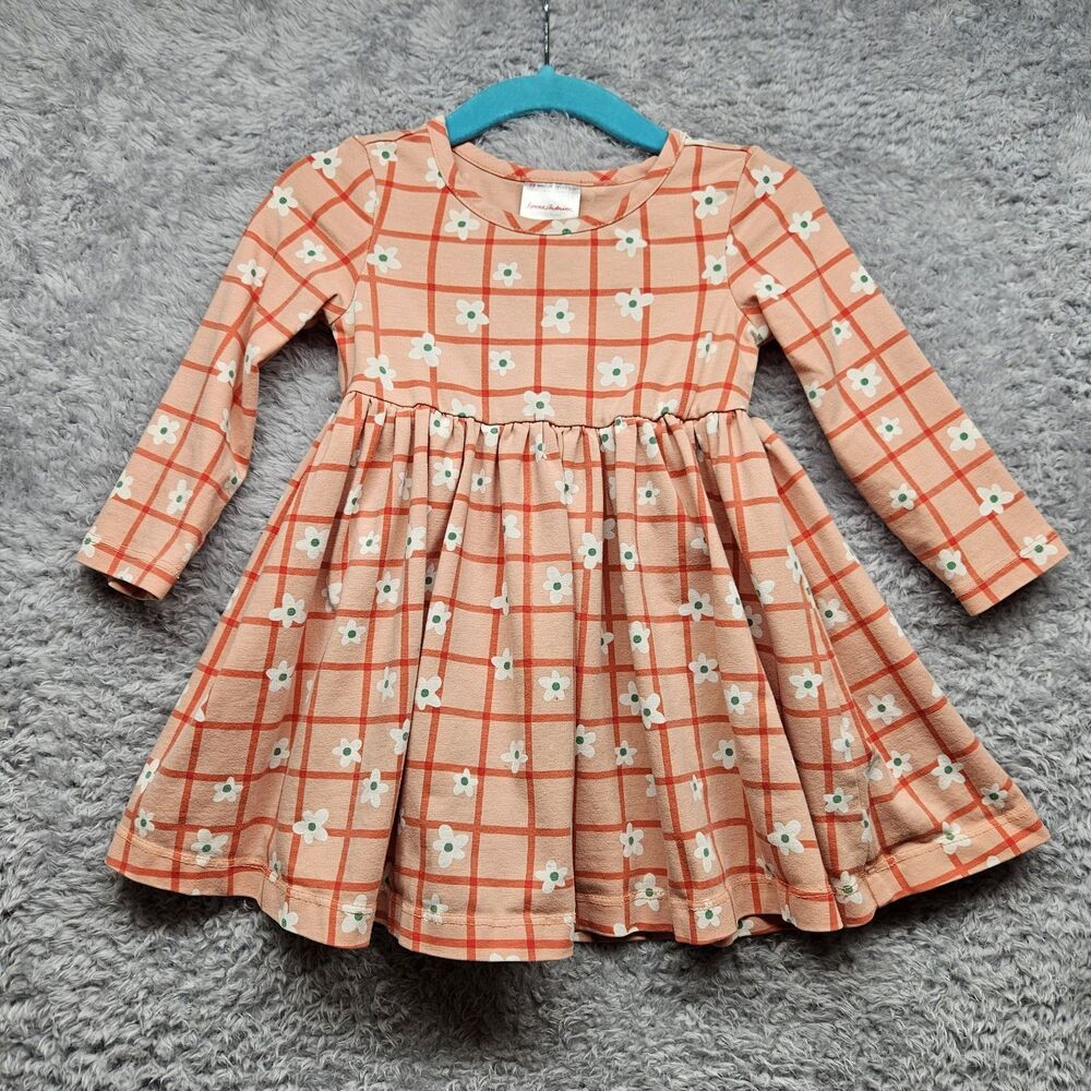Hanna Andersson Baby Girl Dress Plaid Flower Size 12-18 Months Picnic Spring